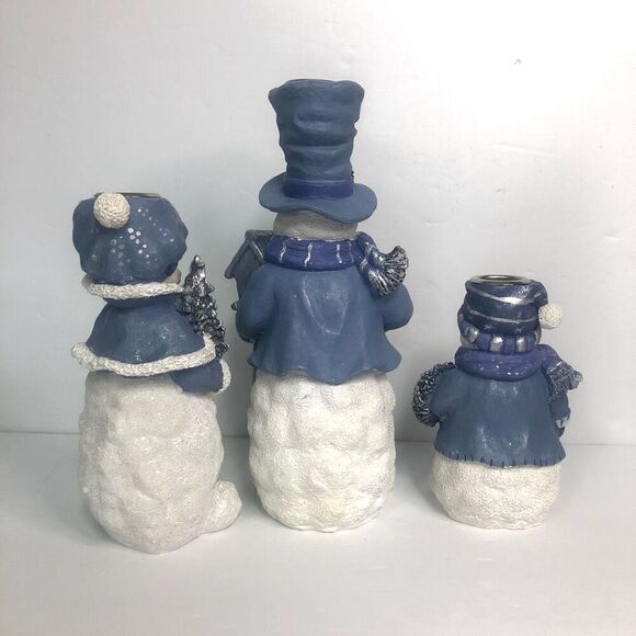 blue snowman candle holders decor christmas winter taper candles with box 2000 - Picture 3 of 9